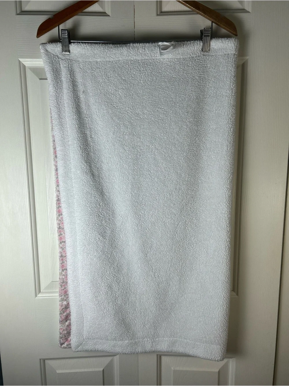 Ava Olivia Pink Floral Baby Blanket White Sherpa Green Leaves Flowers Lovey